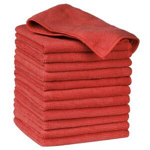 12 Pack Microfiber Lint Free High Absorbent Cleaning Rags 12" x 12" Red